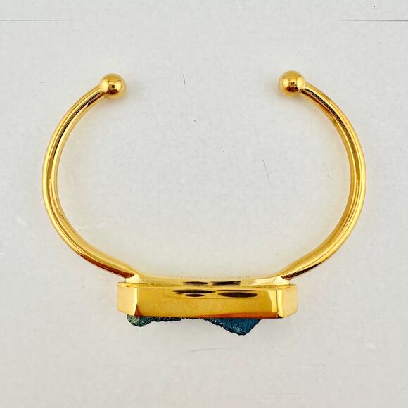 Denim Quartz Semi-Precious 18K Yellow Gold Ion Plated Bangle - NWT - Picture 9 of 10